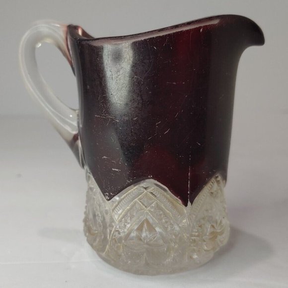 Antique Souvenir YORK, NEBRASKA Ruby Red Red Glass Mug Creamer Crystal Cup 1910 - Picture 5 of 8